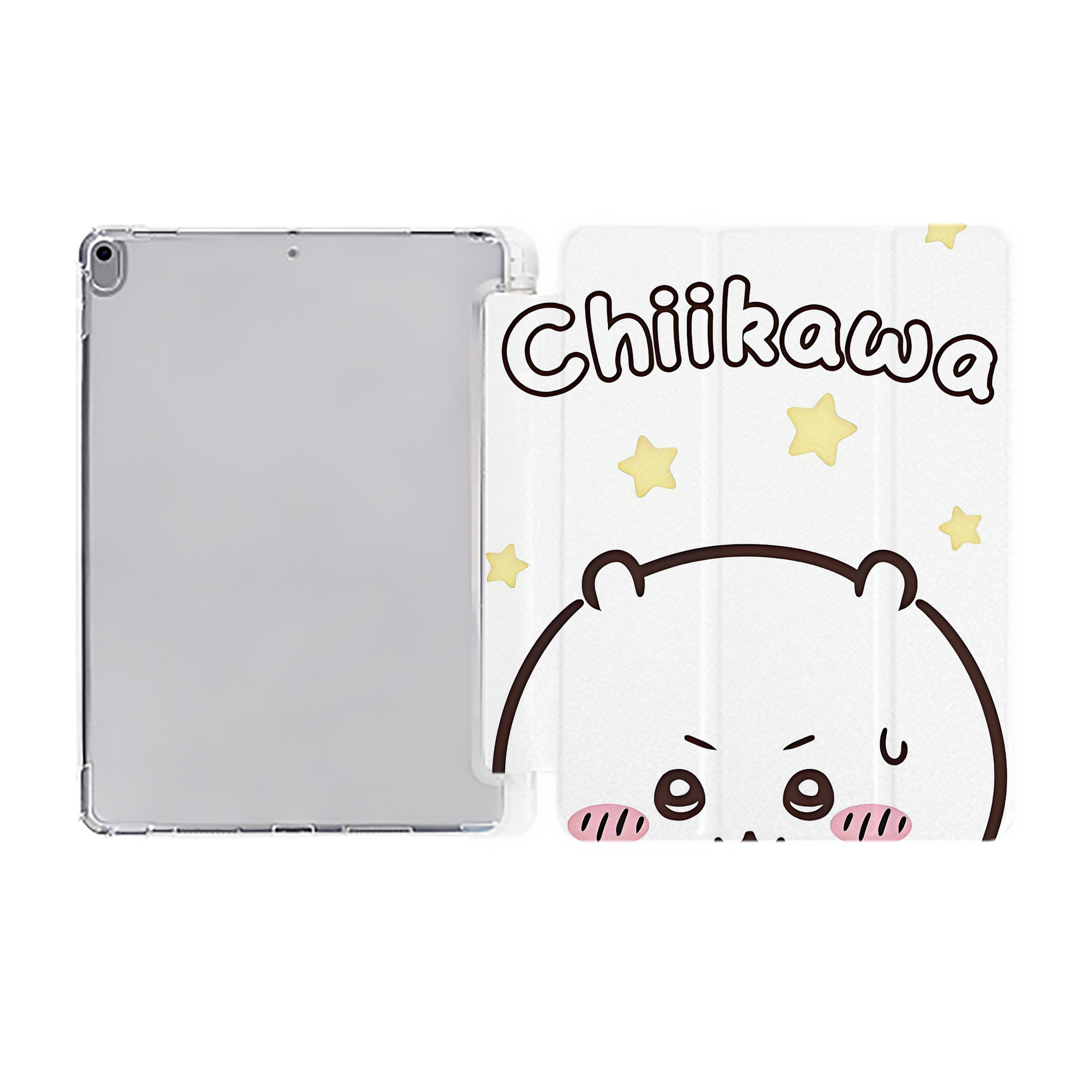 （画像用） ちいかわ Chii-kawa IPad ケース ペン収納付き 三つ折りスタンド PUレザー×シリコン 対応機種9.5/10.5/10.9インチ